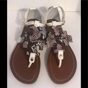 Tory Burch Phoebe White Snake Flat Sandal 7